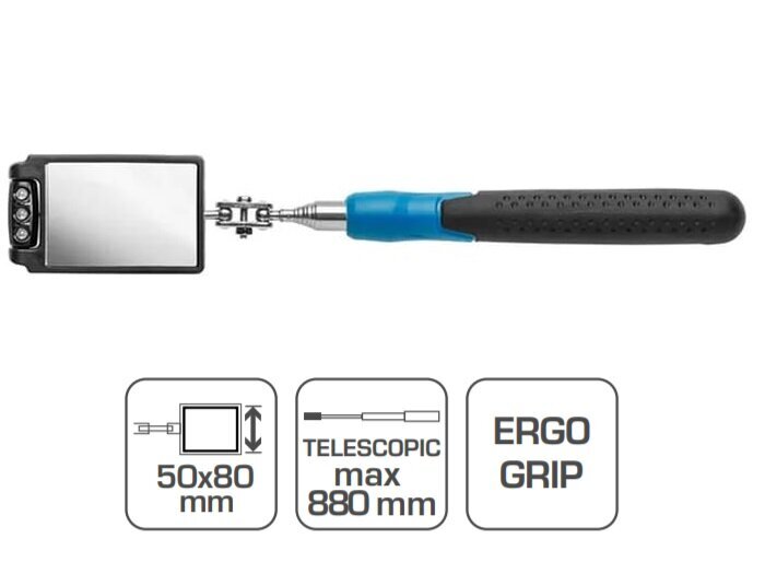 Taustavalaistu teleskooppipeili Hogert, HT4R504 hinta ja tiedot | Käsityökalut | hobbyhall.fi