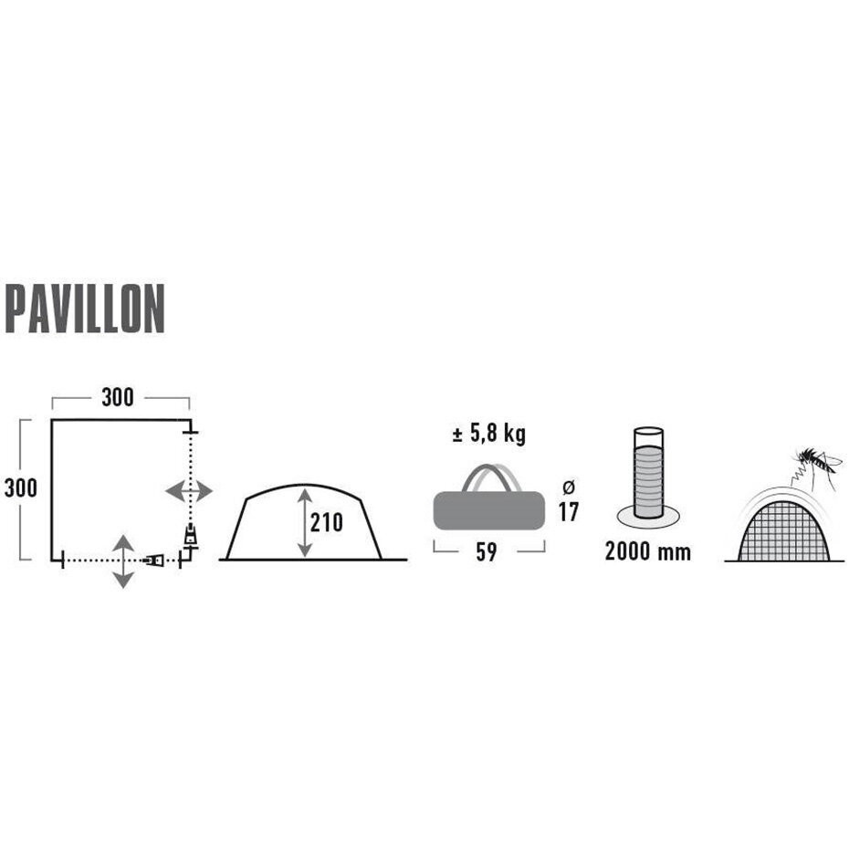 Pavilion High Peak Pavillon 3x3, harmaanvihreä hinta ja tiedot | Puutarhapaviljongit | hobbyhall.fi