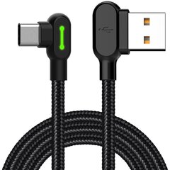 Mcdodo puhelinkaapeli nopea, 90° kulmalla , LED USB TYPE C 0,5m musta vahvalla punoksella varustettuna. hinta ja tiedot | Mcdodo Kodinkoneet ja kodinelektroniikka | hobbyhall.fi