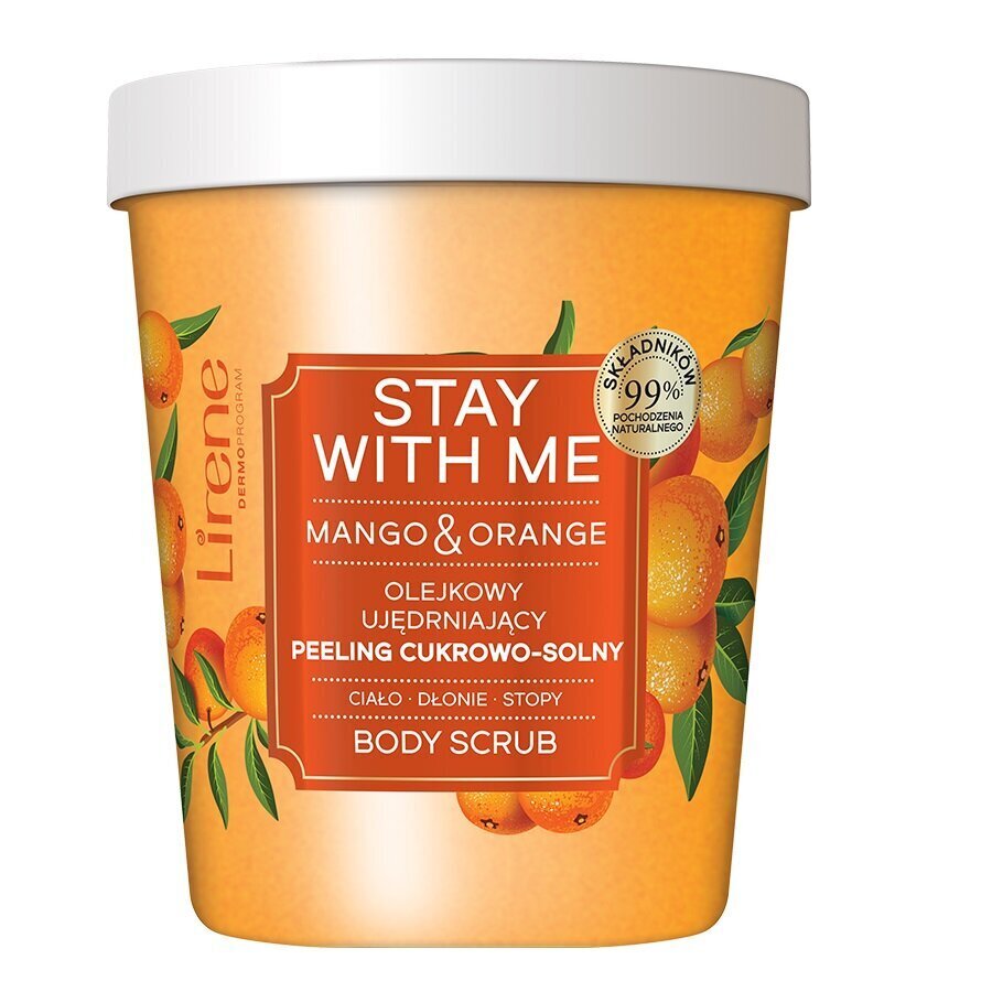 Kiinteyttävä sokeri-suolakuorinta Lirene Dermo Stay With Me Mango ja Orange, 200g hinta ja tiedot | Suihkusaippuat ja suihkugeelit | hobbyhall.fi