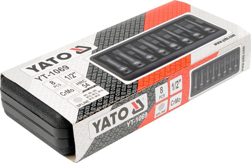 Yato Spline 1/2" M5-M18 (YT-1069), Iskuavainsarja 8 kpl hinta ja tiedot | Käsityökalut | hobbyhall.fi