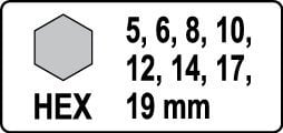 Yato Lyömäsoittimet 1/2'' H5-H19 (YT-1066), 8 kpl hinta ja tiedot | Käsityökalut | hobbyhall.fi