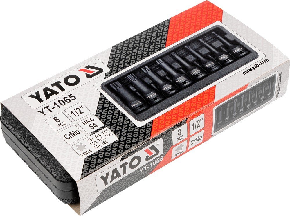 Yato (YT-1065), Iskuavainsarja Torx 1/2" T30-T80, 8 kpl hinta ja tiedot | Käsityökalut | hobbyhall.fi