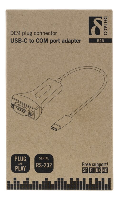 Deltaco USBC-1102, USB-C, RS-232, 0.2m hinta ja tiedot | Adapterit | hobbyhall.fi