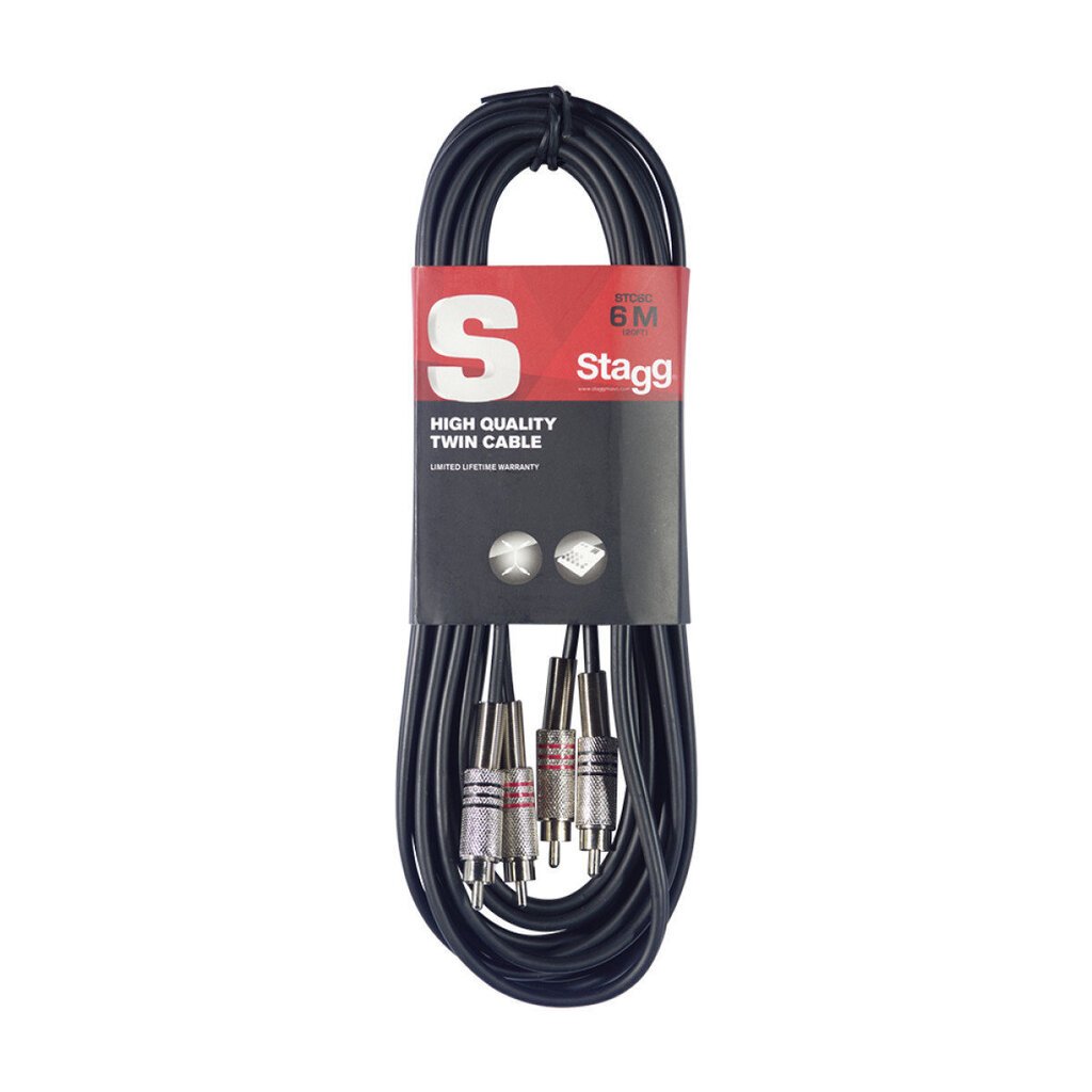 Stagg 2x RCA / m - 2x RCA / m 6m hinta ja tiedot | Kaapelit ja adapterit | hobbyhall.fi