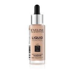 Eveline Liquid Control HD Mattifying Drops Foundation 32 ml, 040 Lämmin beige, mattameikkivoide hinta ja tiedot | Meikkivoiteet ja puuterit | hobbyhall.fi