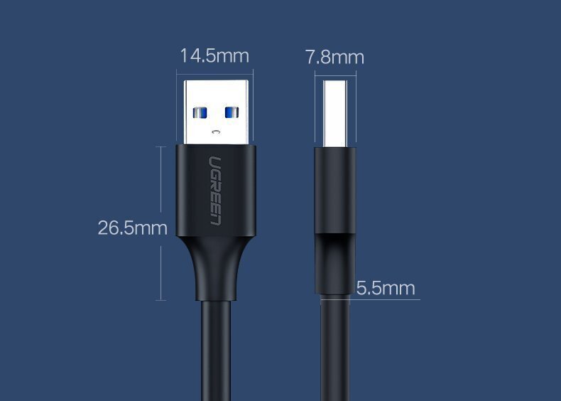 Kaapeli Ugreen USB 2.0 (male) - USB 2.0 (male) 0,25 m 79204 hinta ja tiedot | Kaapelit ja adapterit | hobbyhall.fi