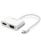 HDMI-kaapeli UGREEN/VGA - mini DisplayPort-sovitin 4K @30 Hz Full HD 1080p, valkoinen (MD108 10427) hinta ja tiedot | Adapterit | hobbyhall.fi