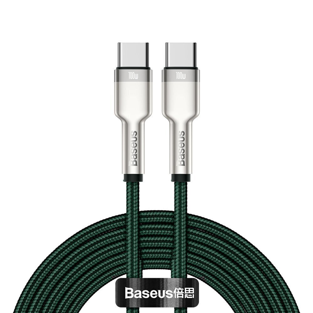 KAAPELI Baseus Cafule Series Type-C to Type-C 100W 2m, vihreä hinta ja tiedot | Puhelinkaapelit | hobbyhall.fi