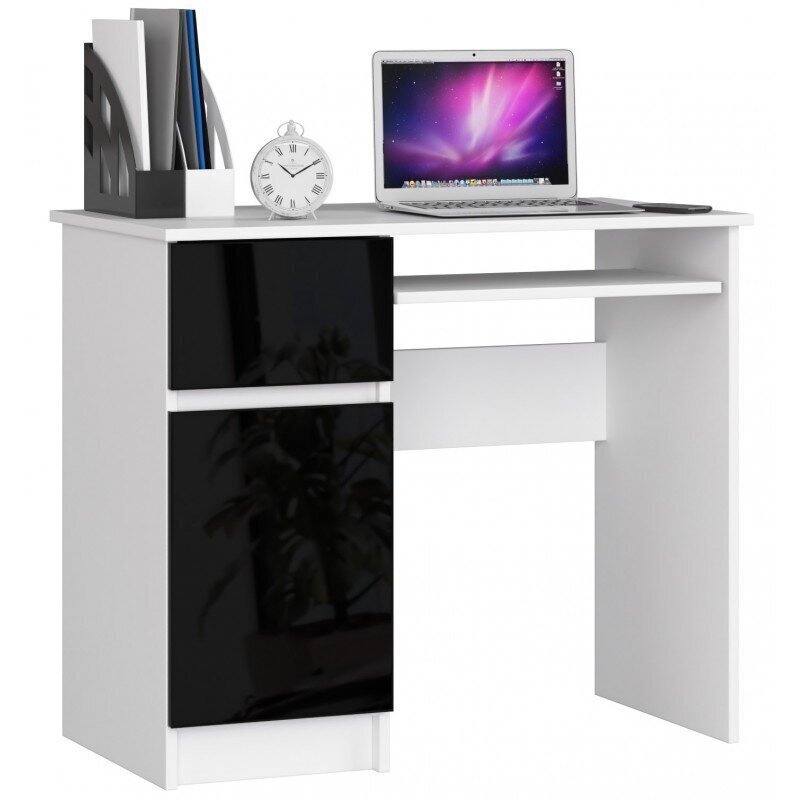 Työpöytä NORE Piksel, vasen, valkoinen/musta hinta ja tiedot | Tietokonepöydät ja työpöydät | hobbyhall.fi