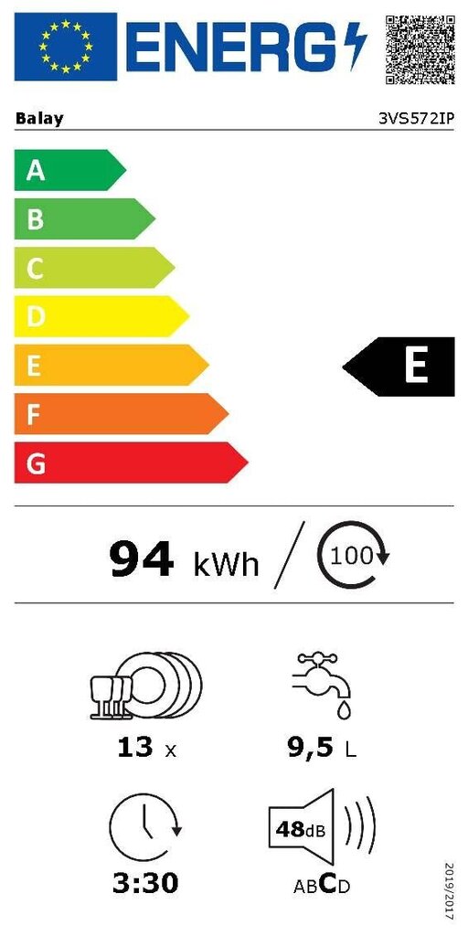 Astianpesukone Balay 3VS572IP Ruostumaton teräs (60 cm) hinta ja tiedot | Astianpesukoneet | hobbyhall.fi