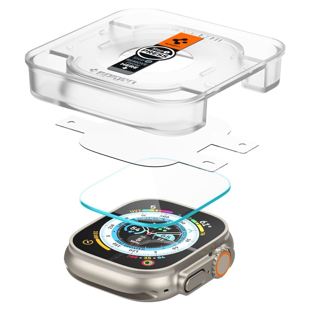 Apple Watch Ultra suojakalvo Spigen GLAS.TR "EZ Fit" (2 kpl) hinta ja tiedot | Älykellojen ja aktiivisuusrannekkeiden lisätarvikkeet | hobbyhall.fi