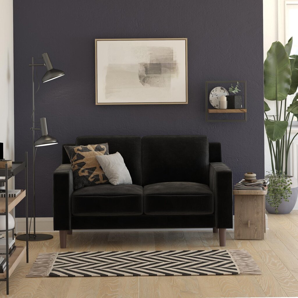 Brynn Loveseat -sohva, 140 x 84 x 80 cm, musta hinta ja tiedot | Sohvat ja vuodesohvat | hobbyhall.fi
