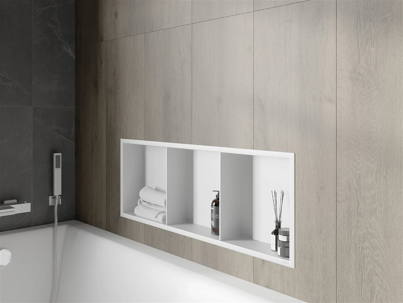 Mexen X-Wall-R upotettava seinähylly 3l, 90x30 cm, valkoinen hinta ja tiedot | Kylpyhuoneen sisustus | hobbyhall.fi