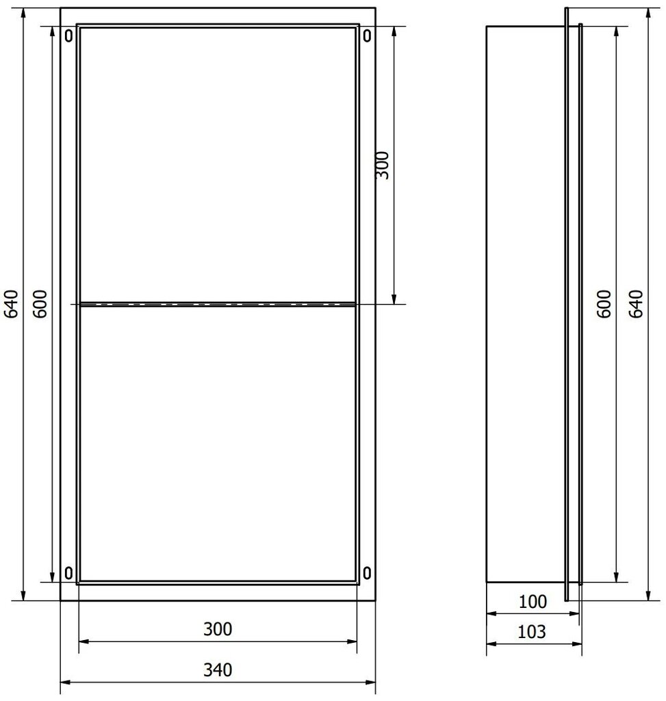 Mexen X-Wall-NR upotettava hylly 2l, 60x30 cm, Inox hinta ja tiedot | Kylpyhuoneen sisustus | hobbyhall.fi