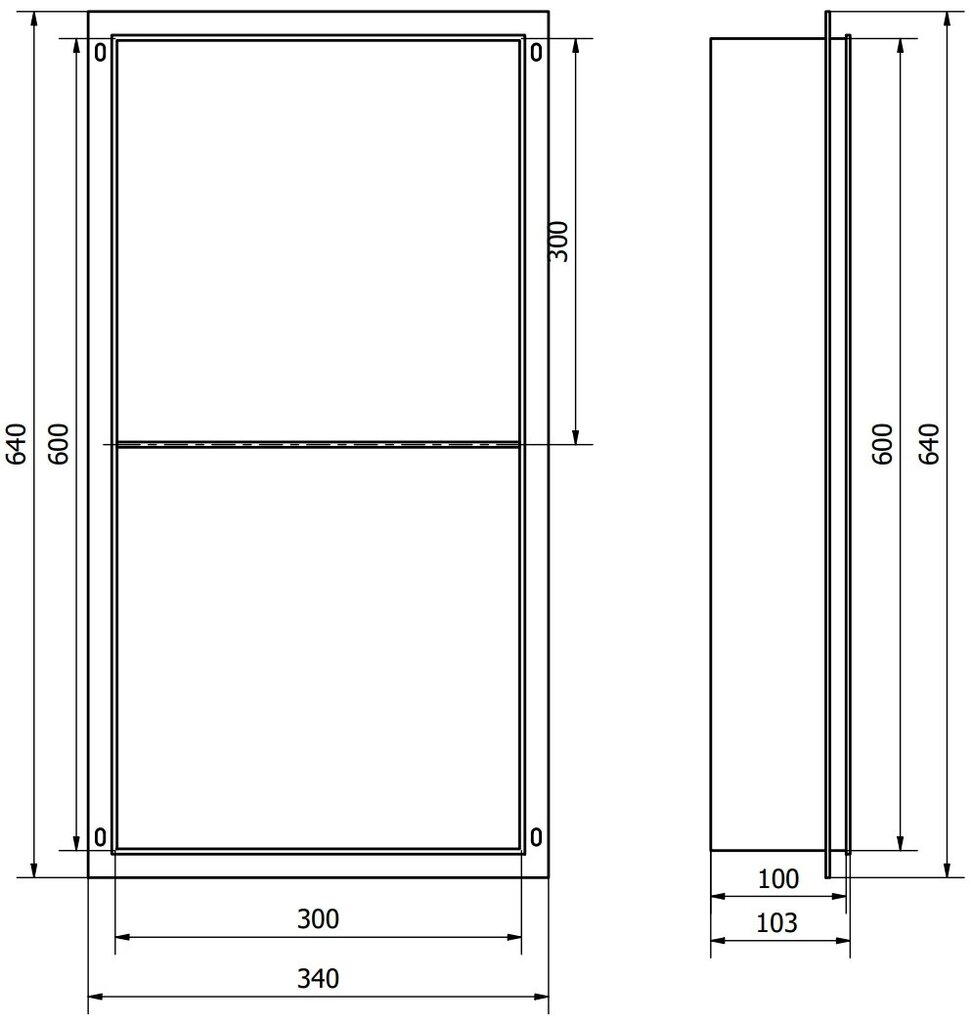 Mexen X-Wall-NR upotettava seinähylly 2l, 60x30 cm, kulta hinta ja tiedot | Kylpyhuoneen sisustus | hobbyhall.fi