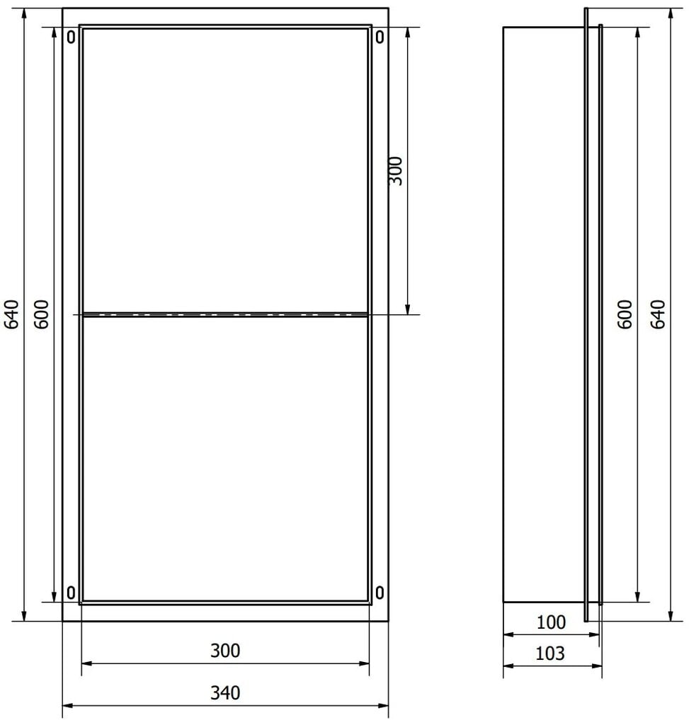 Mexen X-Wall-NR upotettava seinähylly 2l, 60x30 cm, musta hinta ja tiedot | Kylpyhuoneen sisustus | hobbyhall.fi