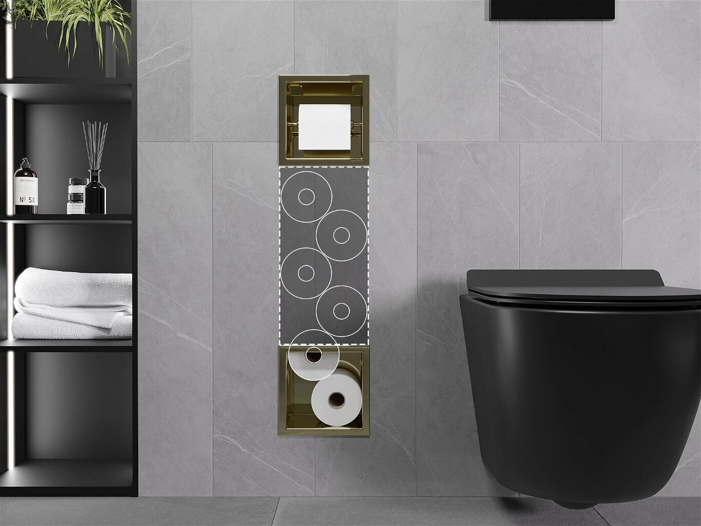 Mexen X-Wall-BP piilotettava wc-paperipidike kehyksellä, kultainen hinta ja tiedot | Kylpyhuoneen sisustus | hobbyhall.fi