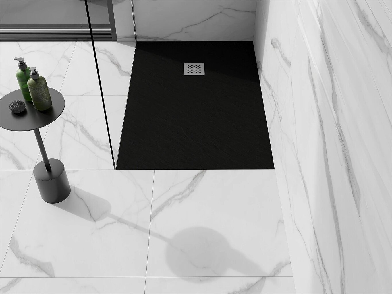 Suihkuallas Mexen Stone+ suorakaiteen muotoinen, musta, 90x70,80 cm hinta ja tiedot | Suihkualtaat | hobbyhall.fi