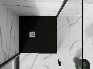 Neliön muotoinen suihkuallas Mexen Stone+ sifonilla, musta, 70/80/90/100 cm hinta ja tiedot | Suihkualtaat | hobbyhall.fi