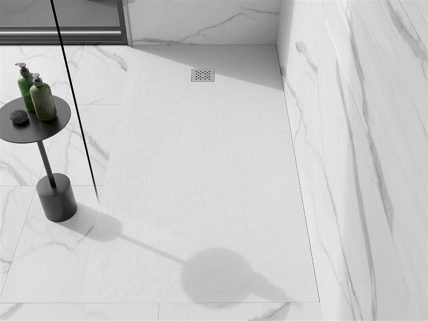 Suorakaiteen muotoinen suihkuallas Mexen Stone+ -sifonilla, valkoinen, 200x80,90,100 cm hinta ja tiedot | Suihkualtaat | hobbyhall.fi