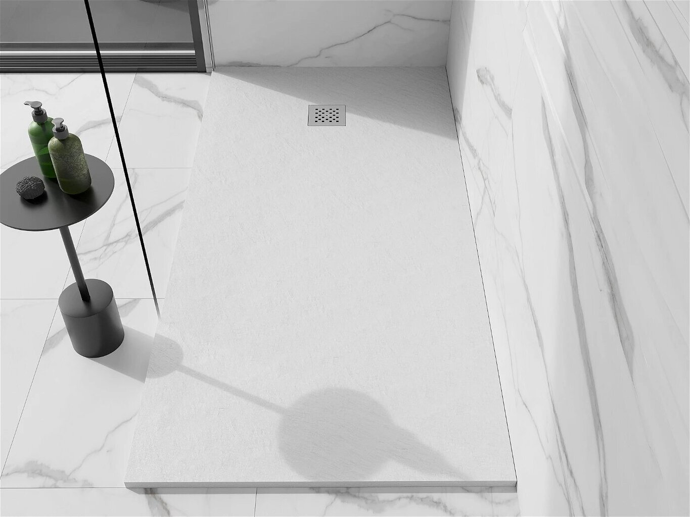Suorakaiteen muotoinen suihkuallas Mexen Stone+ -sifonilla, valkoinen, 200x80,90,100 cm hinta ja tiedot | Suihkualtaat | hobbyhall.fi
