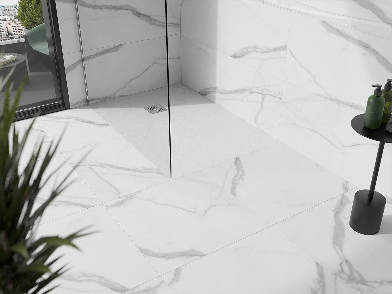 Suihkuallas Mexen Stone+ suorakulmainen sifonilla, valkoinen, 130x70,80,90 cm hinta ja tiedot | Suihkualtaat | hobbyhall.fi