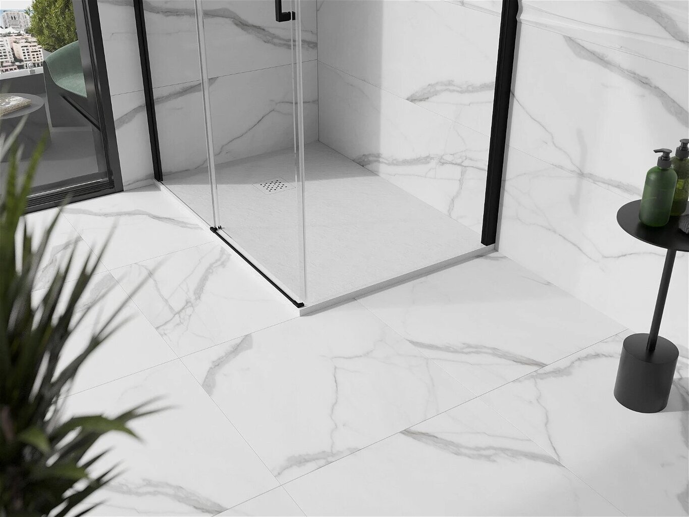 Suorakaiteen muotoinen suihkuallas Mexen Stone+ sifonilla, valkoinen, 120x70,80,90,100 cm hinta ja tiedot | Suihkualtaat | hobbyhall.fi