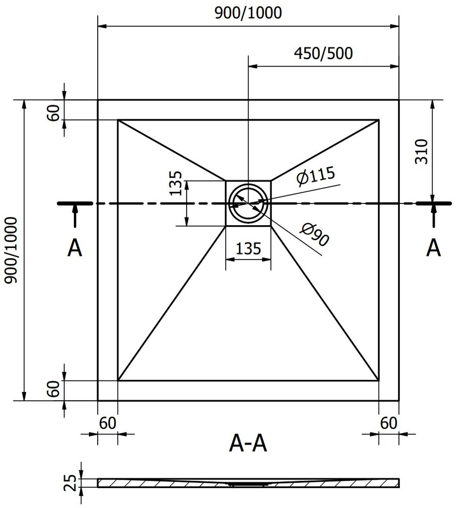 Suihkunurkka Mexen Stone+, sifoni, valkoinen, 70/80/90/100 cm. hinta ja tiedot | Suihkualtaat | hobbyhall.fi