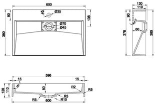 Konglomeraattiallas Mexen Ava 1/O , 60x38 cm hinta ja tiedot | Pesualtaat | hobbyhall.fi