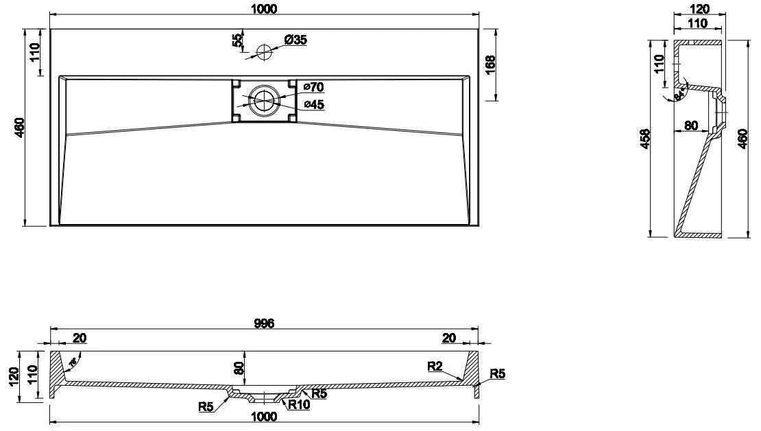 Konglomeraattipesuallas Mexen Ava 1/O, 100x46 cm hinta ja tiedot | Pesualtaat | hobbyhall.fi