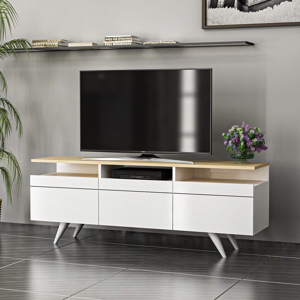 TV-taso Kalune Design 382 150 cm, valkoinen hinta ja tiedot | TV-tasot | hobbyhall.fi