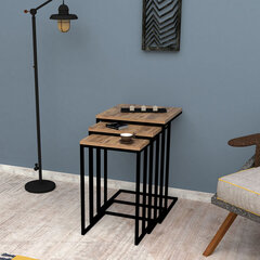 Kalune Design 835 3-osainen sohvapöytäsarja, ruskea/musta hinta ja tiedot | Sohvapöydät | hobbyhall.fi