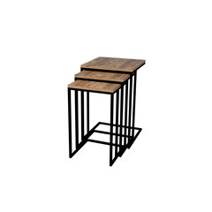 Kalune Design 835 3-osainen sohvapöytäsarja, ruskea/musta hinta ja tiedot | Sohvapöydät | hobbyhall.fi