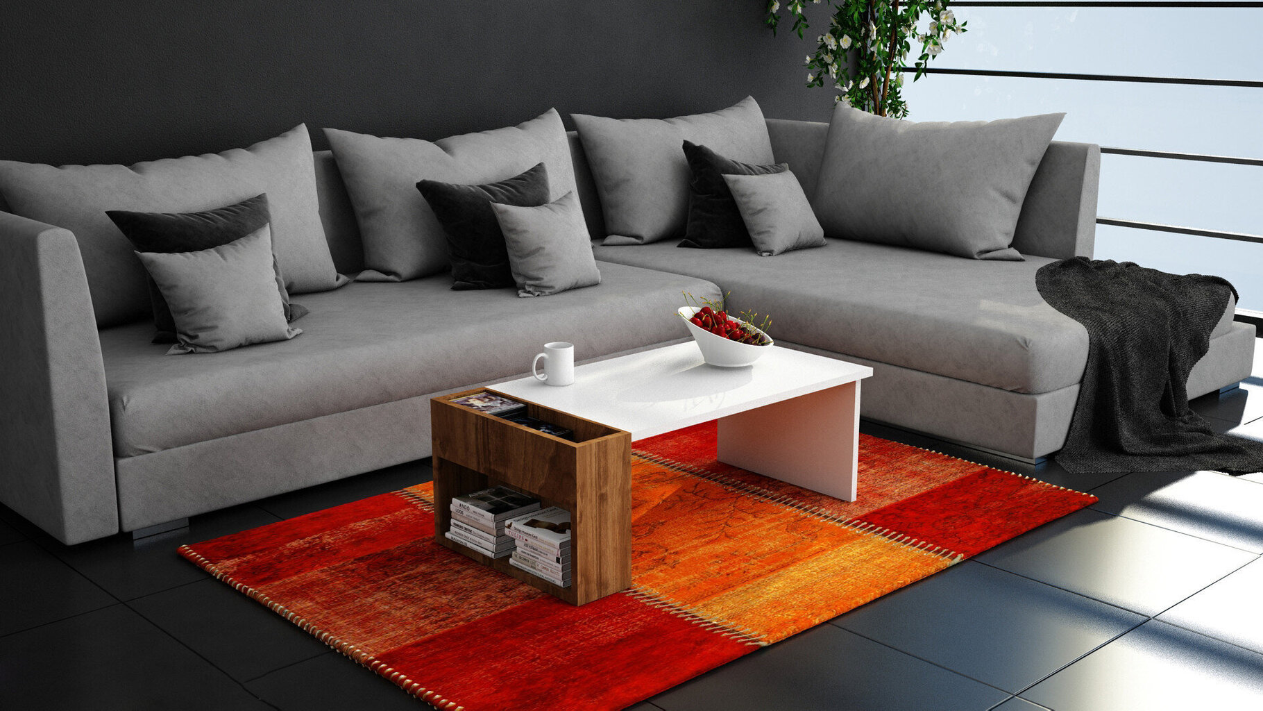 Kalune Design 745(I) Sohvapöytä, valkoinen/ruskea hinta ja tiedot | Sohvapöydät | hobbyhall.fi
