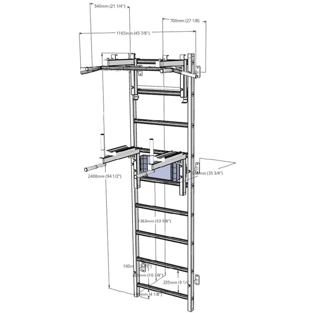 Voimisteluteline BenchK 732W+A204, valkoinen/ruskea hinta ja tiedot | Puolapuut ja voimisteluseinät | hobbyhall.fi