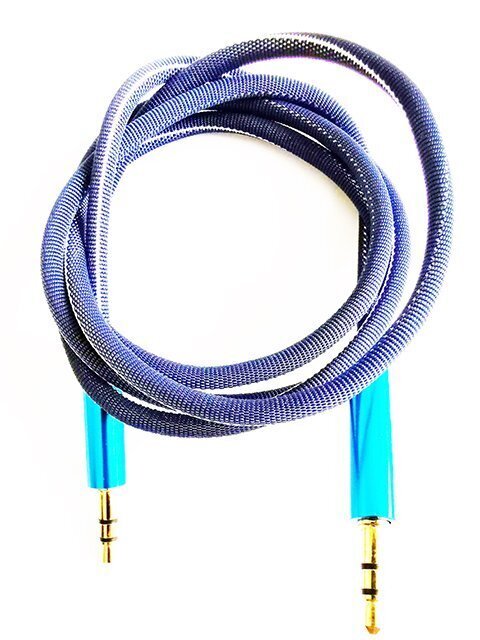Mocco Textile Premium AUX Cable 3.5 mm -> 3.5 mm 1M blue hinta ja tiedot | Kaapelit ja adapterit | hobbyhall.fi