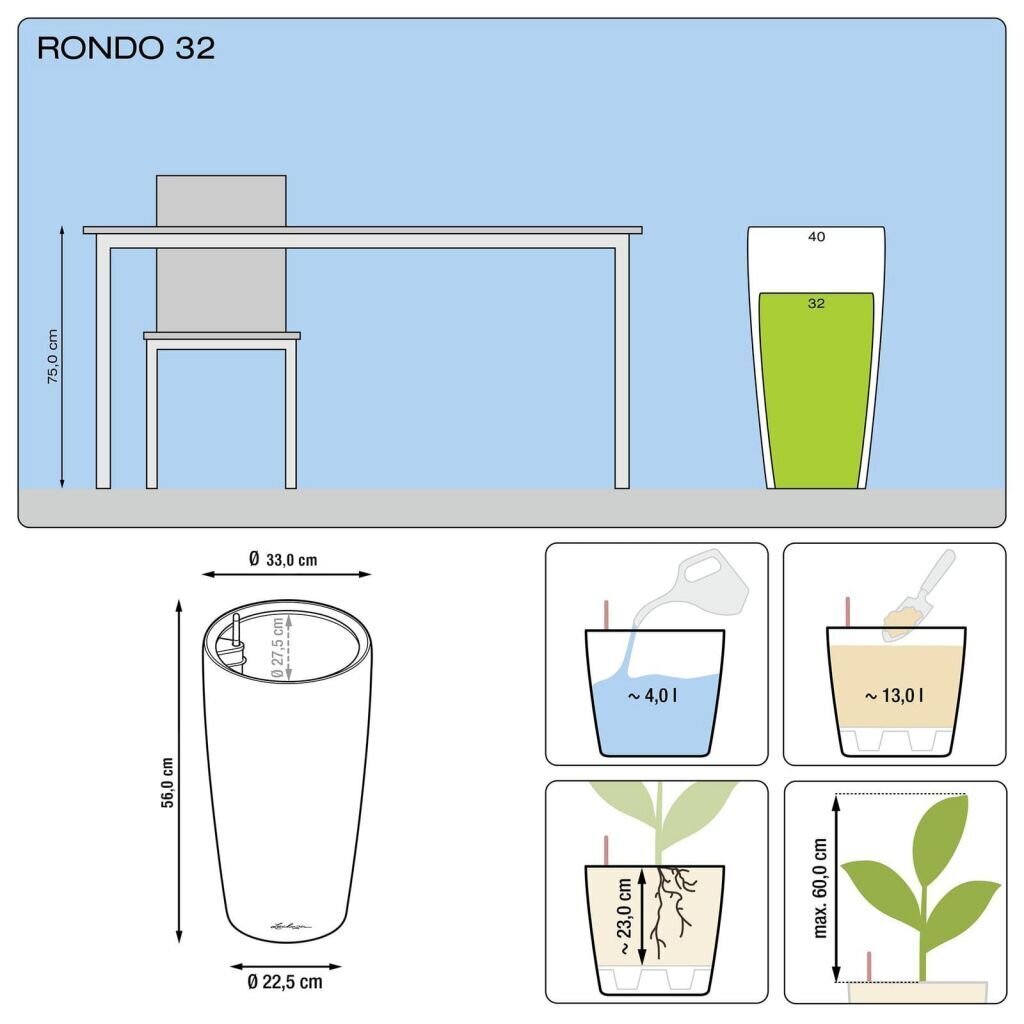 Lechuza Rondo 32 Hopea hinta ja tiedot | Kukkaruukut | hobbyhall.fi