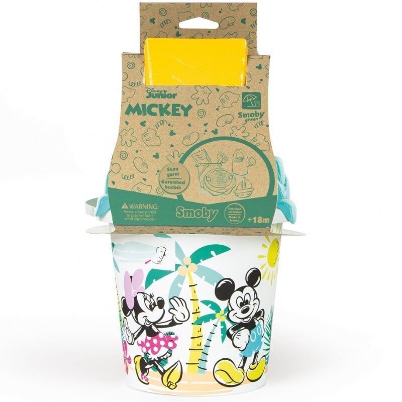 Hiekkalelusarja Smoby Green Mickey ja Minnie hiekkaleluja, joissa on upotusämpäri hinta ja tiedot | Hiekkalelut ja rantalelut | hobbyhall.fi