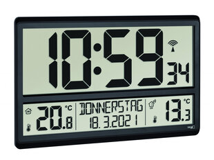 Digitaalinen XL-radio-ohjattava kello ulko- ja sisälämpötilalla 60.4521 hinta ja tiedot | Kellot | hobbyhall.fi