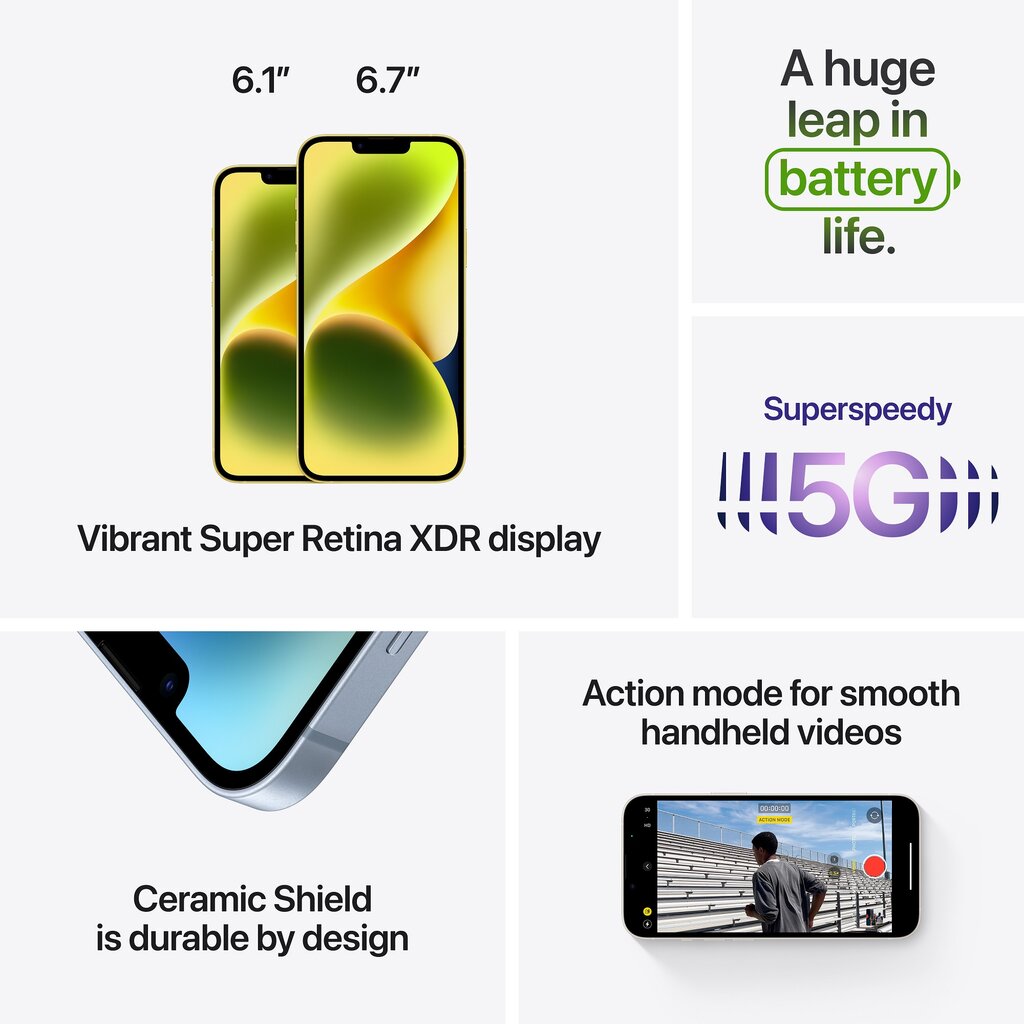 Apple iPhone 14 Plus 128GB Yellow MR693PX/A hinta ja tiedot | Matkapuhelimet | hobbyhall.fi