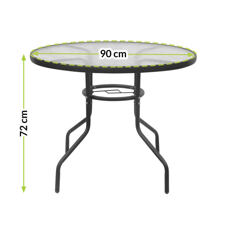 Jupiter-pöytä, 90 cm, musta hinta ja tiedot | Puutarhapöydät | hobbyhall.fi