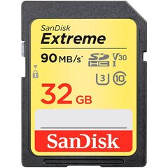 SanDisk Extreme SDHC 32GB hinta ja tiedot | Sandisk Kamerat ja tarvikkeet | hobbyhall.fi