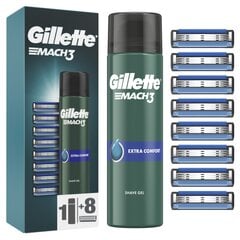 Setti Gillette Mach3: partakoneen terät, 8 kpl. + Mach3 geeli, 200ml hinta ja tiedot | Parranajo ja karvanpoisto | hobbyhall.fi