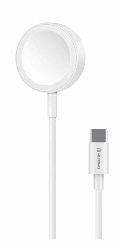 Swissten Wireless Charger Apple Watch USB-C, White hinta ja tiedot | Älykellojen ja aktiivisuusrannekkeiden lisätarvikkeet | hobbyhall.fi