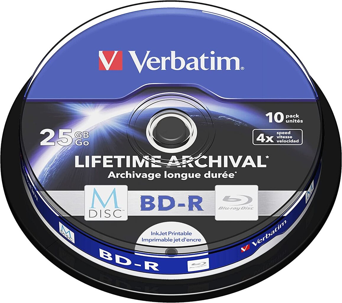 Verbatim 43825 25GB 4x M-Disc BD-R, 10 kpl hinta ja tiedot | Vinyylilevyt, CD-levyt, DVD-levyt | hobbyhall.fi