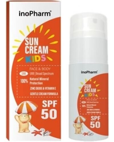 InoPharm SPF 50 -lasten aurinkovoide kasvoille ja vartalolle, 100 g
