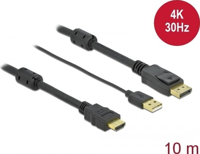 Delock 85968, DisplayPort, 10 m hinta ja tiedot | Kaapelit ja adapterit | hobbyhall.fi