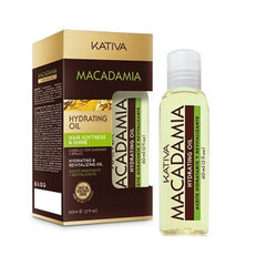 Kosteuttava hiusöljy Kativa Macadamia Hydrating Oil, 60ml hinta ja tiedot | Hiusnaamiot, öljyt ja seerumit | hobbyhall.fi