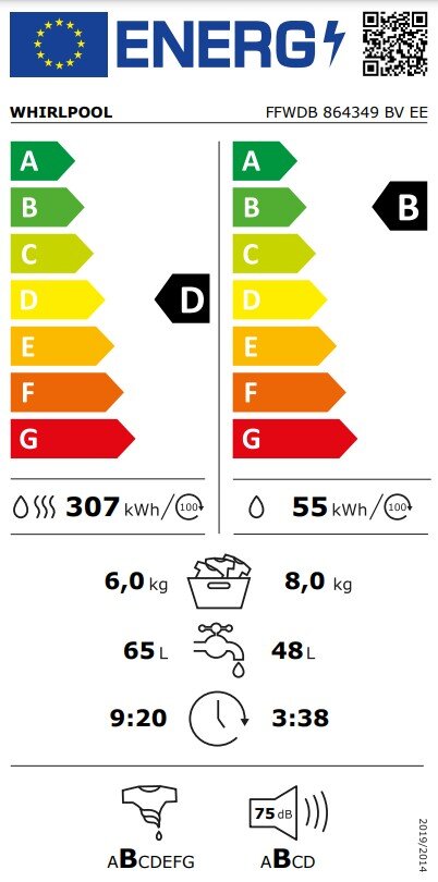 Whirlpool FFWDB864349BVEE hinta ja tiedot | Pyykinpesukoneet | hobbyhall.fi